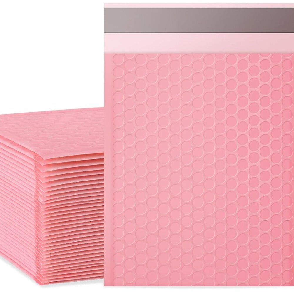 Pretty in Pink Bubble Mailers: 6.5in x 9in Usable - No Designs, Blank